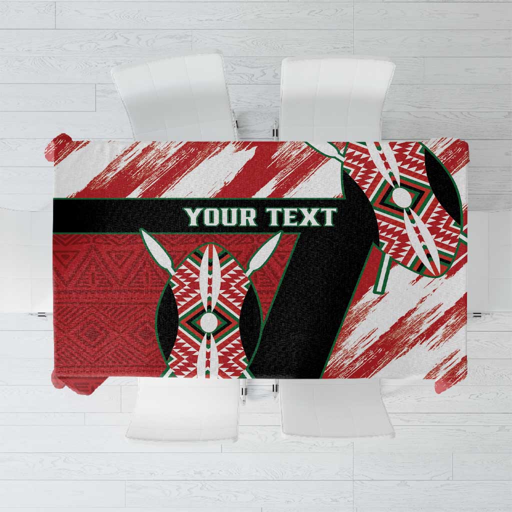 Custom Kenya Rugby Sevens Tablecloth Maasai Shield With African Pattern