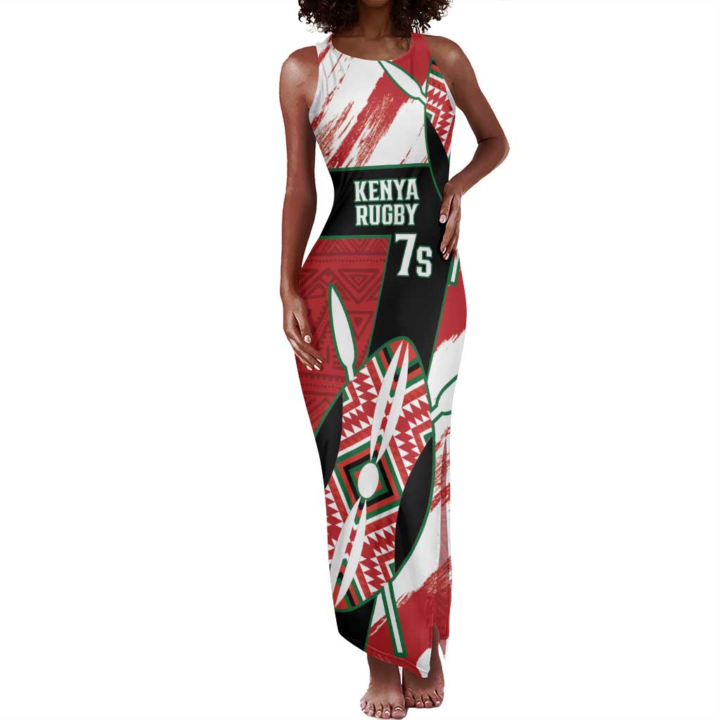 Custom Kenya Rugby Sevens Tank Maxi Dress Maasai Shield With African Pattern