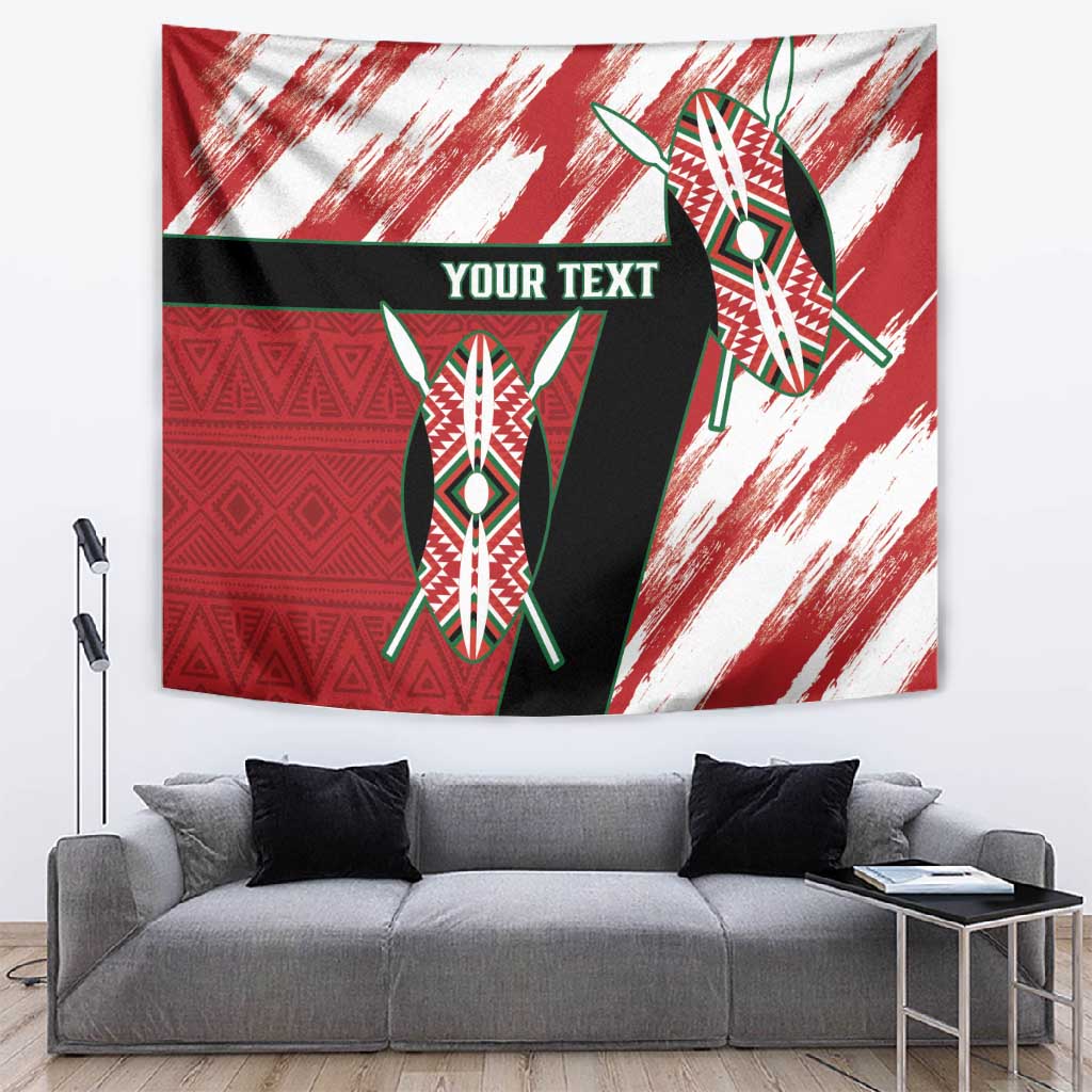 Custom Kenya Rugby Sevens Tapestry Maasai Shield With African Pattern