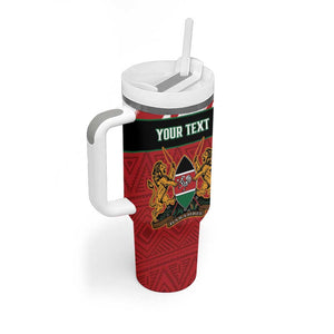 Custom Kenya Rugby Sevens Tumbler With Handle Maasai Shield With African Pattern