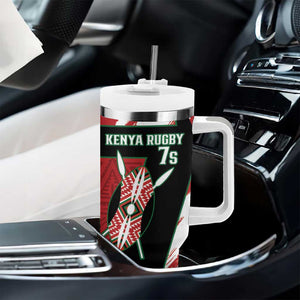 Custom Kenya Rugby Sevens Tumbler With Handle Maasai Shield With African Pattern