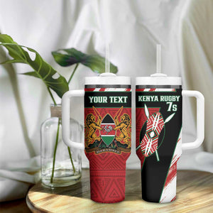 Custom Kenya Rugby Sevens Tumbler With Handle Maasai Shield With African Pattern