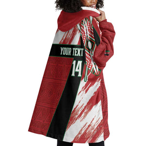 Custom Kenya Rugby Sevens Wearable Blanket Hoodie Maasai Shield With African Pattern