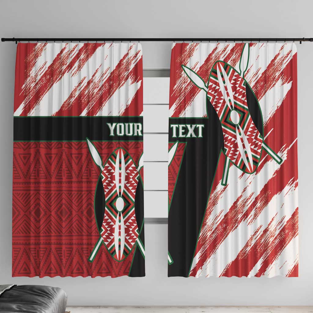 Custom Kenya Rugby Sevens Window Curtain Maasai Shield With African Pattern