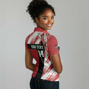 Custom Kenya Rugby Sevens Women Polo Shirt Maasai Shield With African Pattern