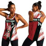 Custom Kenya Rugby Sevens Women Racerback Tank Maasai Shield With African Pattern