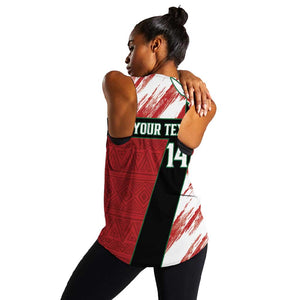 Custom Kenya Rugby Sevens Women Racerback Tank Maasai Shield With African Pattern