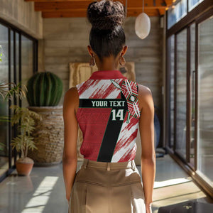 Custom Kenya Rugby Sevens Women Sleeveless Polo Shirt Maasai Shield With African Pattern