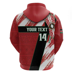 Custom Kenya Rugby Sevens Zip Hoodie Maasai Shield With African Pattern