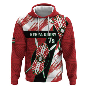 Custom Kenya Rugby Sevens Zip Hoodie Maasai Shield With African Pattern