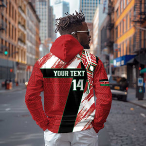 Custom Kenya Rugby Sevens Zip Hoodie Maasai Shield With African Pattern