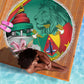 Monument de la Reunification Cameroun Beach Blanket Coat Of Arms With Lily Flowers
