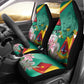 Monument de la Reunification Cameroun Car Seat Cover Coat Of Arms With Lily Flowers
