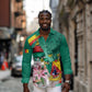 Monument de la Reunification Cameroun Long Sleeve Button Shirt Coat Of Arms With Lily Flowers
