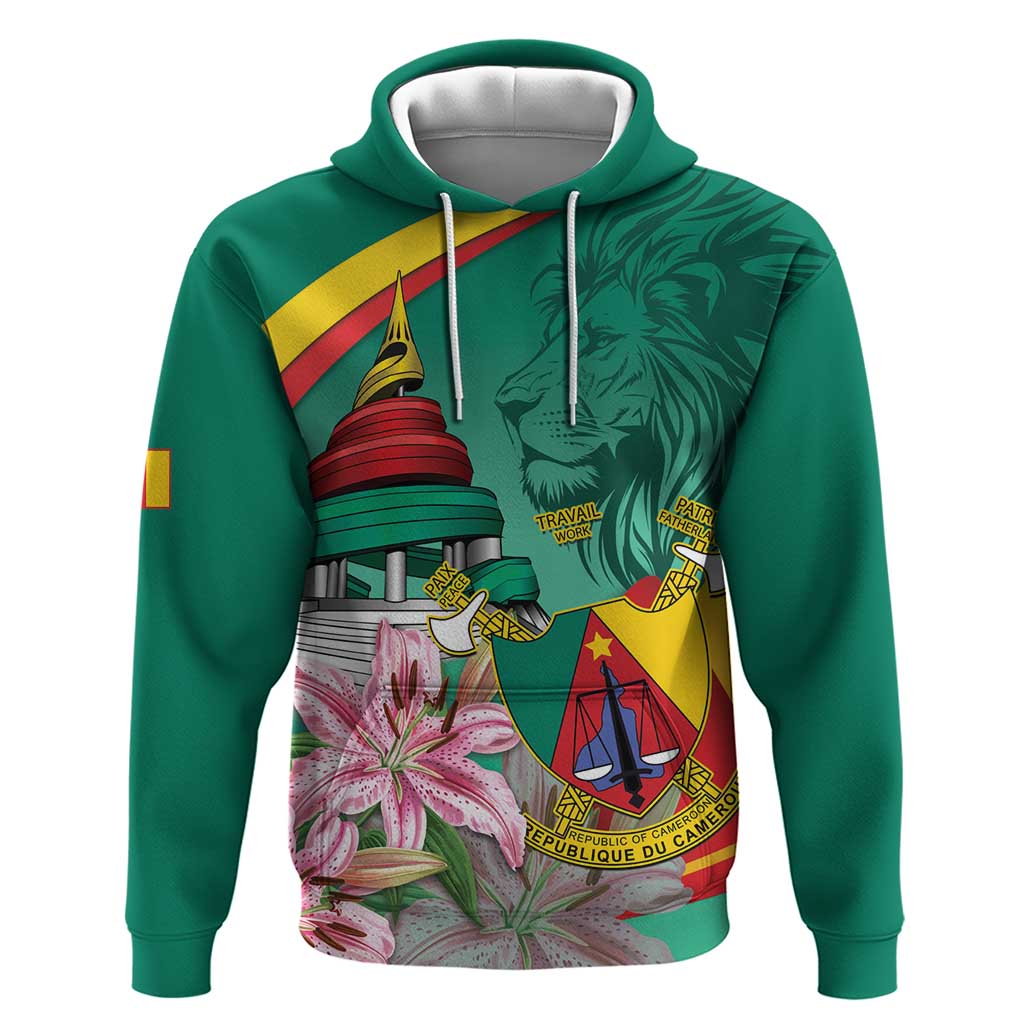 Monument de la Reunification Cameroun Zip Hoodie Coat Of Arms With Lily Flowers