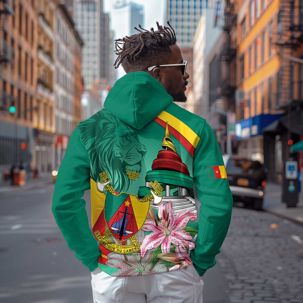 Monument de la Reunification Cameroun Zip Hoodie Coat Of Arms With Lily Flowers