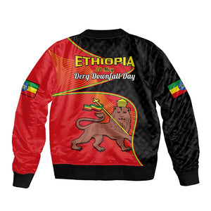 Ethiopia Derg Downfall Day Bomber Jacket Ethiopian Lion of Judah