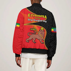 Ethiopia Derg Downfall Day Bomber Jacket Ethiopian Lion of Judah