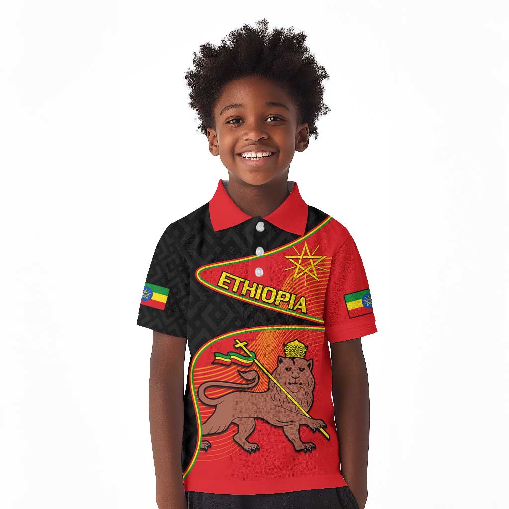 Ethiopia Derg Downfall Day Kid Polo Shirt Ethiopian Lion of Judah