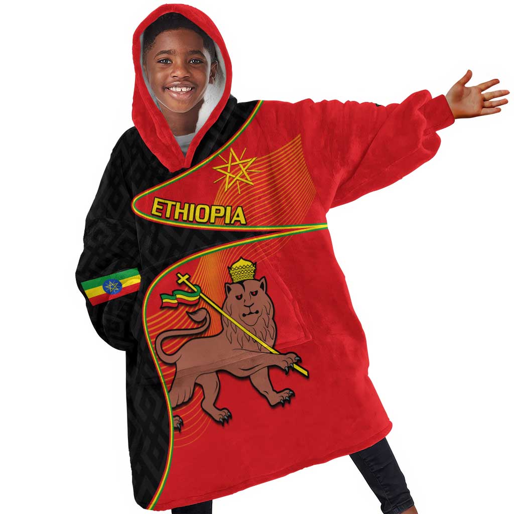 Ethiopia Derg Downfall Day KId Wearable Blanket Hoodie Ethiopian Lion of Judah