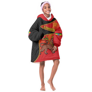 Ethiopia Derg Downfall Day KId Wearable Blanket Hoodie Ethiopian Lion of Judah