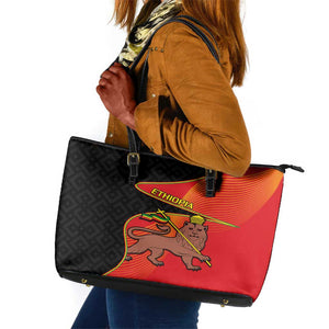 Ethiopia Derg Downfall Day Leather Tote Bag Ethiopian Lion of Judah