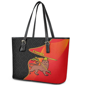 Ethiopia Derg Downfall Day Leather Tote Bag Ethiopian Lion of Judah