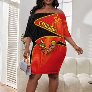 Ethiopia Derg Downfall Day Off Shoulder Short Dress Ethiopian Lion of Judah LT14