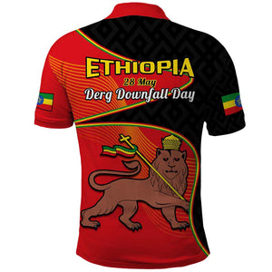 Ethiopia Derg Downfall Day Polo Shirt Ethiopian Lion of Judah