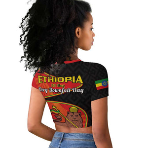 Ethiopia Derg Downfall Day Raglan Cropped T shirt Ethiopian Lion of Judah