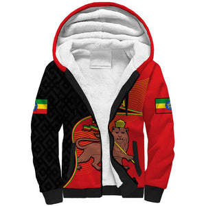 Ethiopia Derg Downfall Day Sherpa Hoodie Ethiopian Lion of Judah