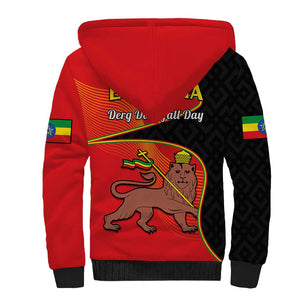 Ethiopia Derg Downfall Day Sherpa Hoodie Ethiopian Lion of Judah