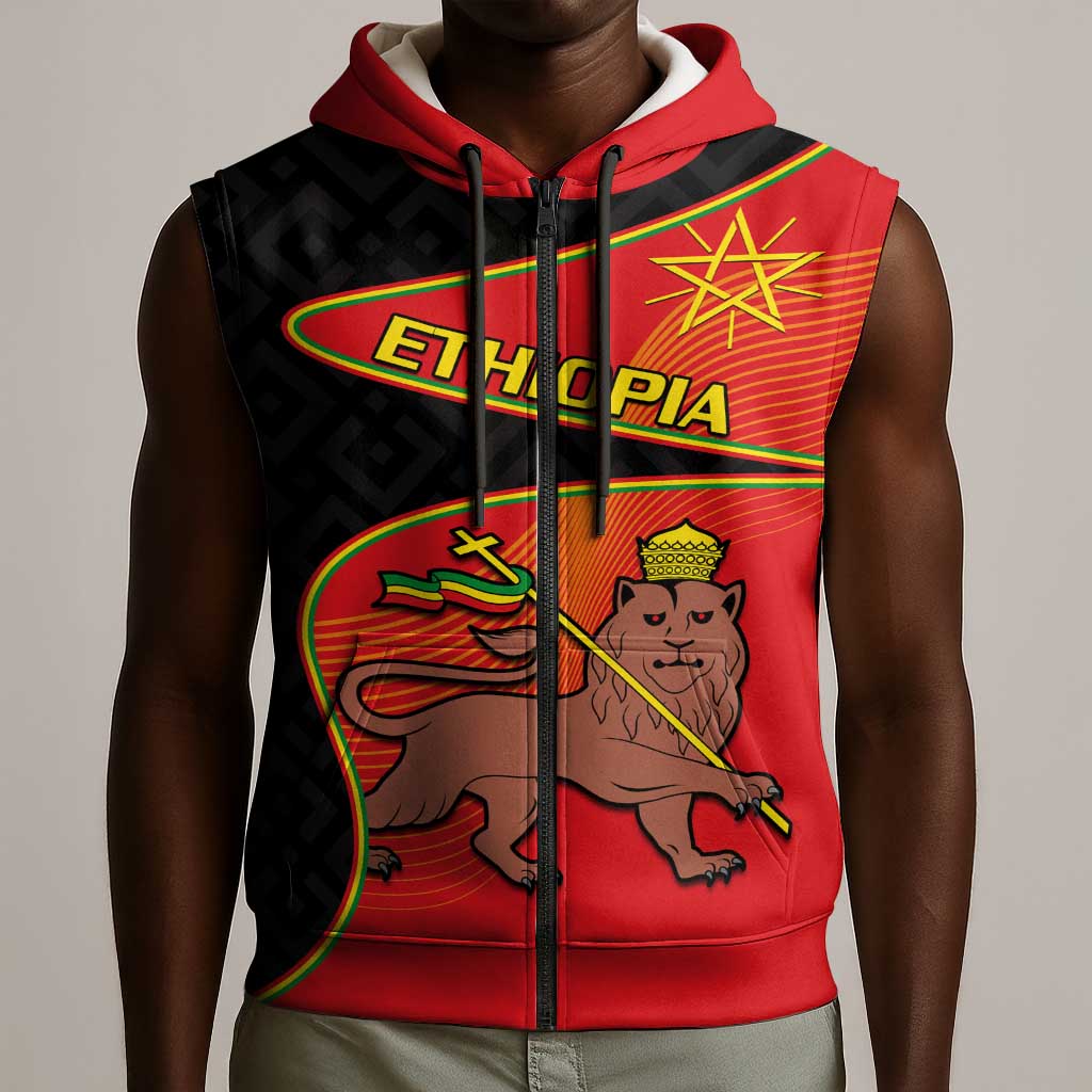 Ethiopia Derg Downfall Day Sleeveless Zip Hoodie Ethiopian Lion of Judah - African Pride