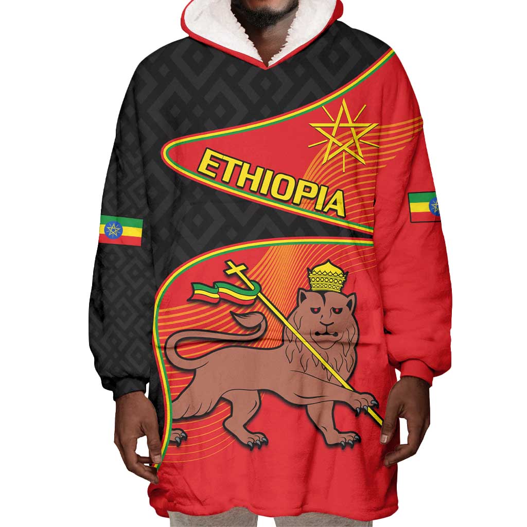 Ethiopia Derg Downfall Day Wearable Blanket Hoodie Ethiopian Lion of Judah