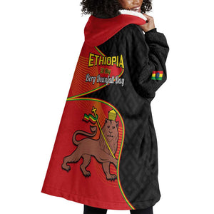 Ethiopia Derg Downfall Day Wearable Blanket Hoodie Ethiopian Lion of Judah