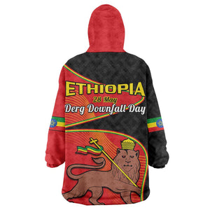 Ethiopia Derg Downfall Day Wearable Blanket Hoodie Ethiopian Lion of Judah