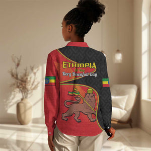 Ethiopia Derg Downfall Day Women Casual Shirt Ethiopian Lion of Judah