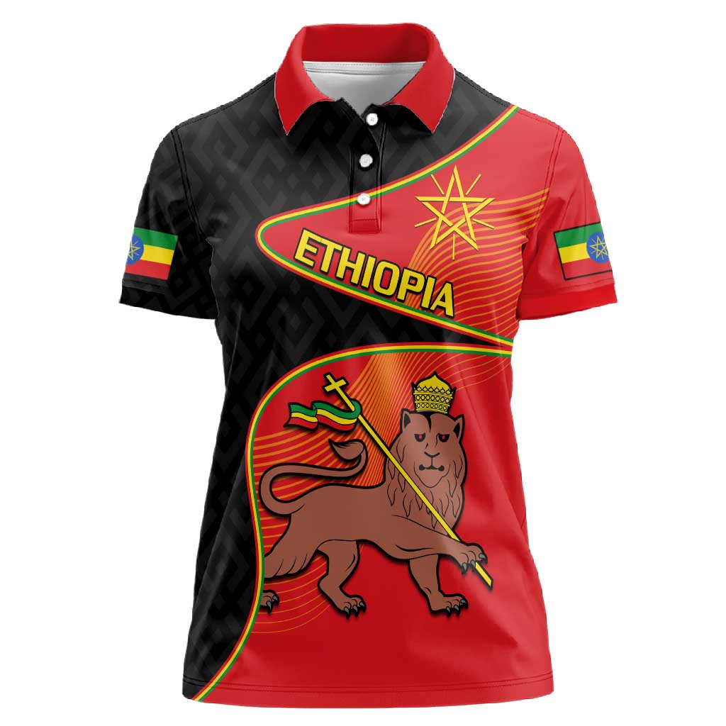 Ethiopia Derg Downfall Day Women Polo Shirt Ethiopian Lion of Judah