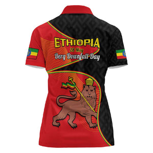 Ethiopia Derg Downfall Day Women Polo Shirt Ethiopian Lion of Judah