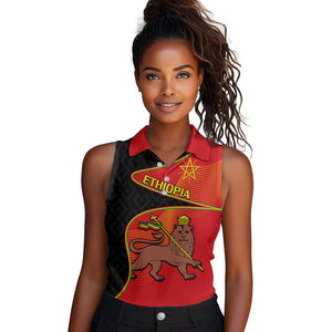 Ethiopia Derg Downfall Day Women Sleeveless Polo Shirt Ethiopian Lion of Judah