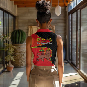 Ethiopia Derg Downfall Day Women Sleeveless Polo Shirt Ethiopian Lion of Judah