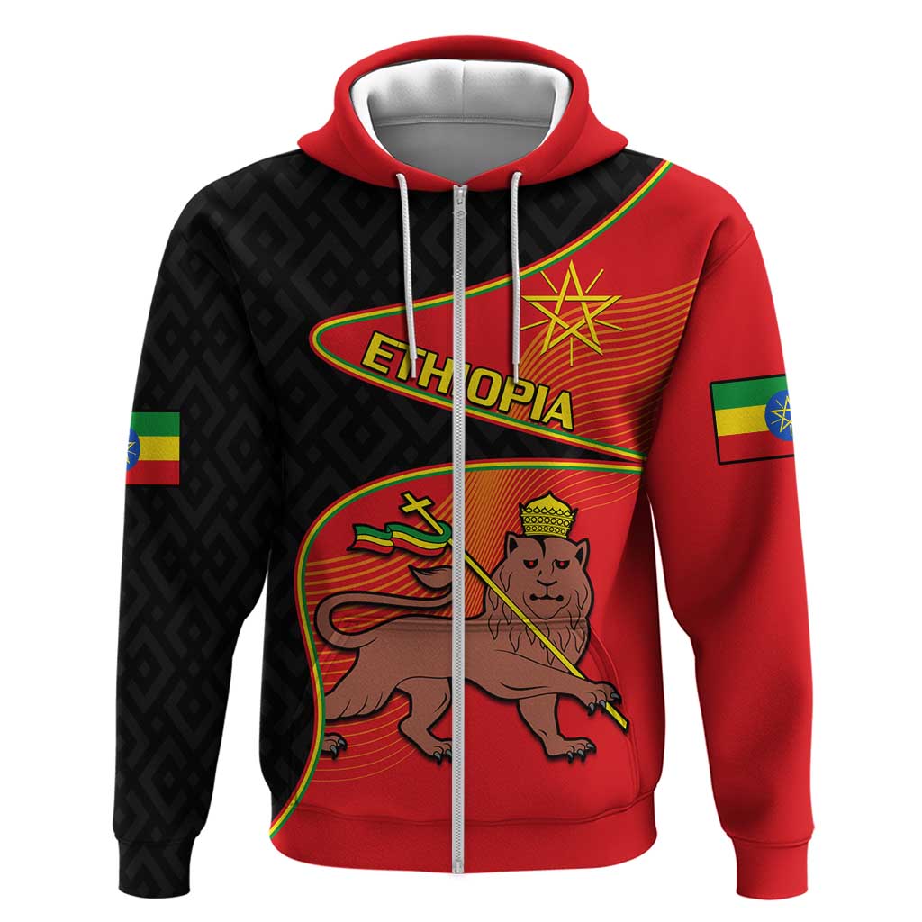 Ethiopia Derg Downfall Day Zip Hoodie Ethiopian Lion of Judah