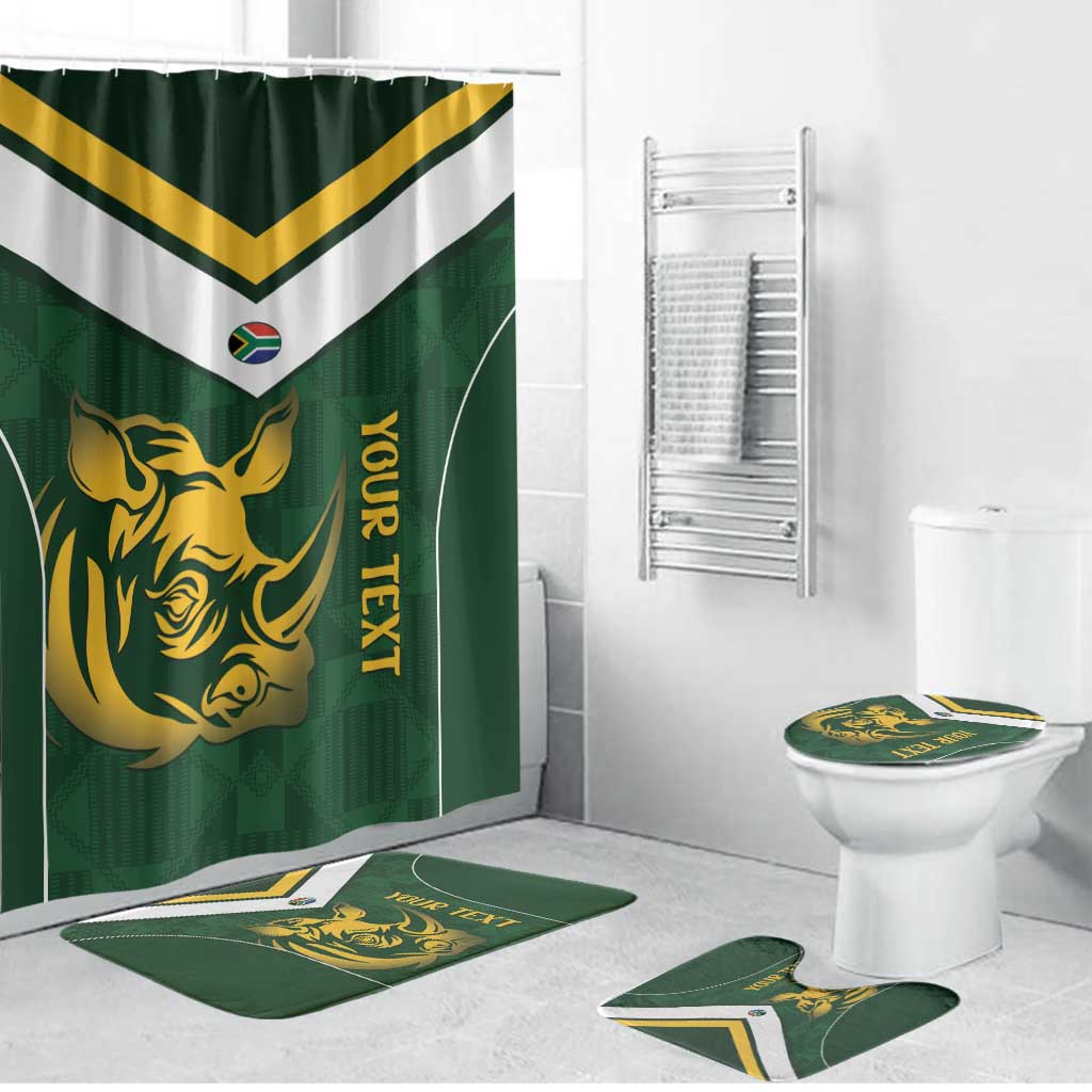 South Africa Rugby Custom Bathroom Set Springboks Kente Rhino Symbol
