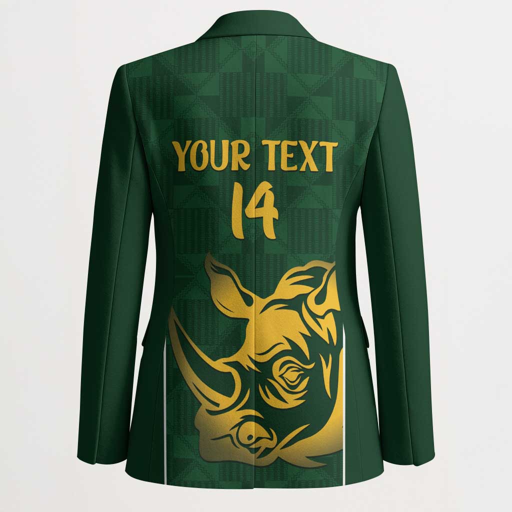 South Africa Rugby Custom Blazer Springboks Kente Rhino Symbol