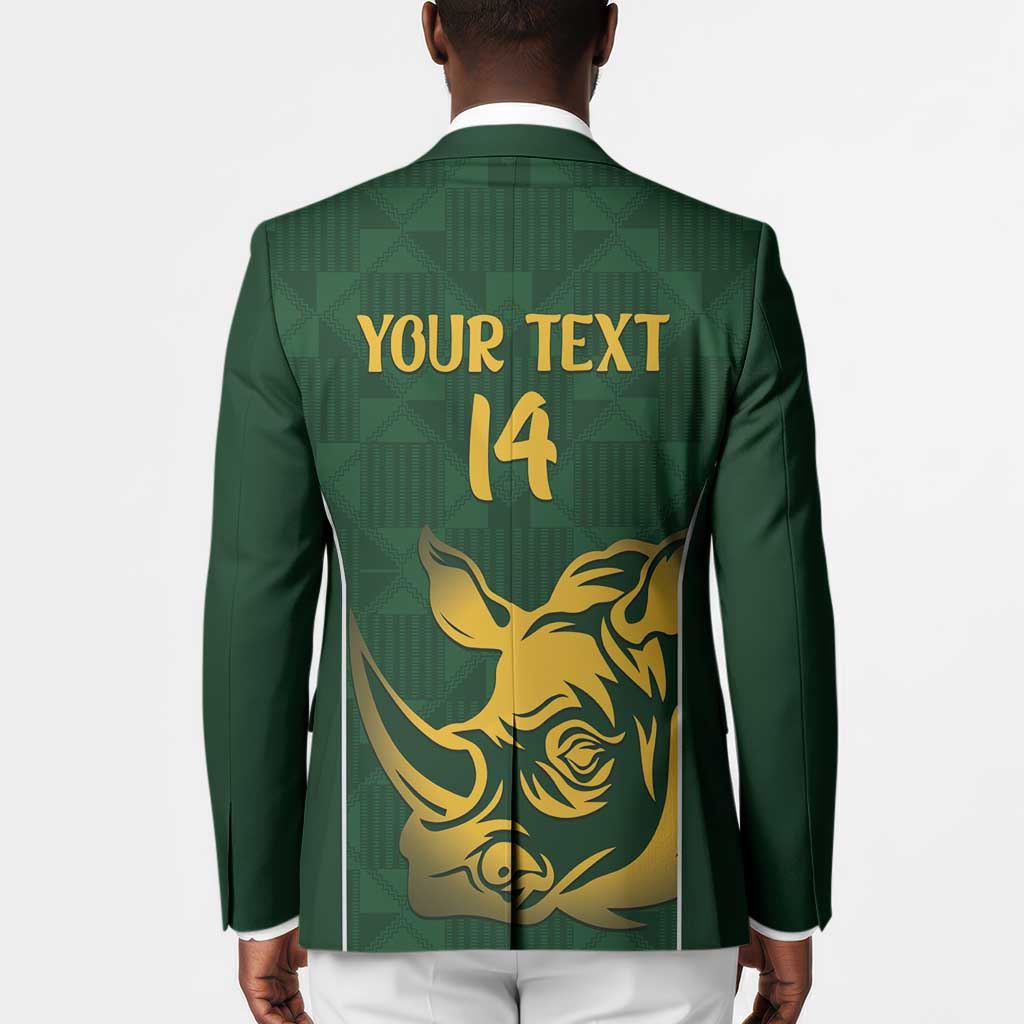 South Africa Rugby Custom Blazer Springboks Kente Rhino Symbol
