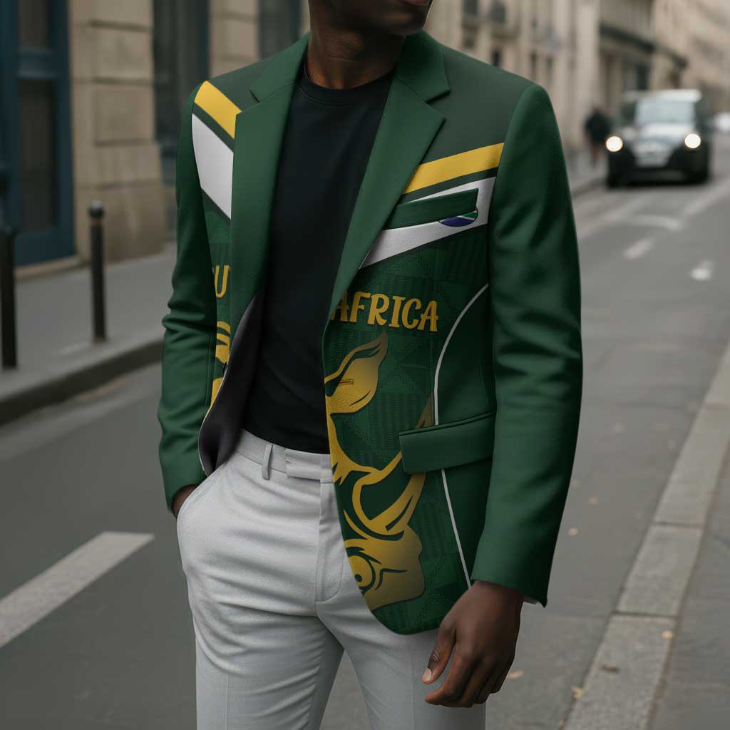 South Africa Rugby Custom Blazer Springboks Kente Rhino Symbol
