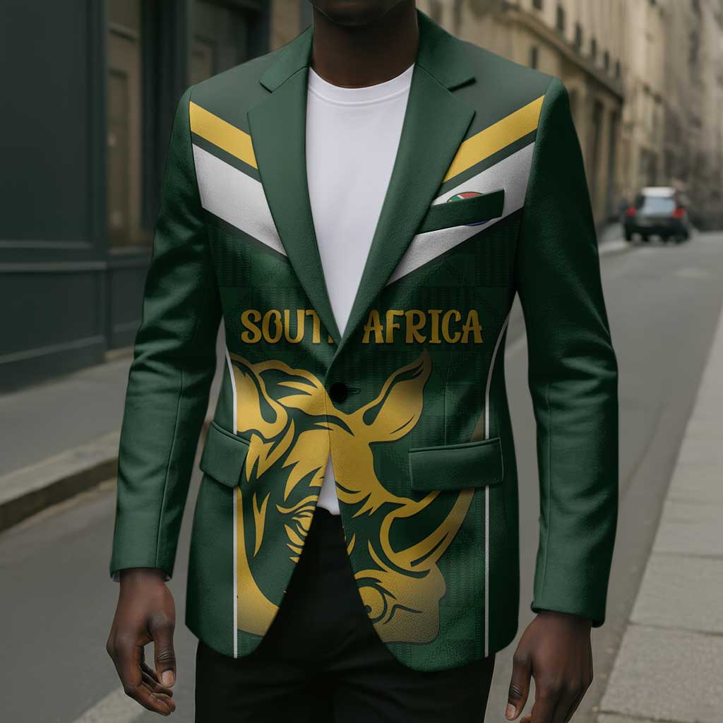 South Africa Rugby Custom Blazer Springboks Kente Rhino Symbol