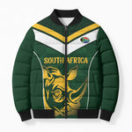 South Africa Rugby Custom Bomber Puffer Jacket Springboks Kente Rhino Symbol