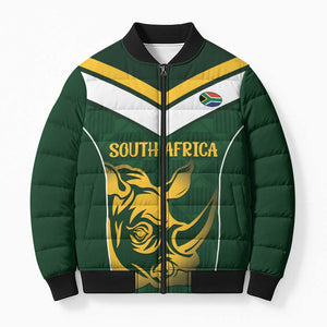 South Africa Rugby Custom Bomber Puffer Jacket Springboks Kente Rhino Symbol