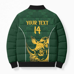 South Africa Rugby Custom Bomber Puffer Jacket Springboks Kente Rhino Symbol